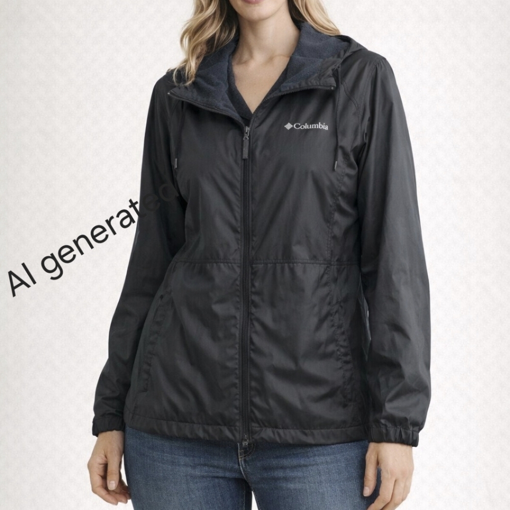 Ladies Columbia Black Hooded fleece lined Jacket